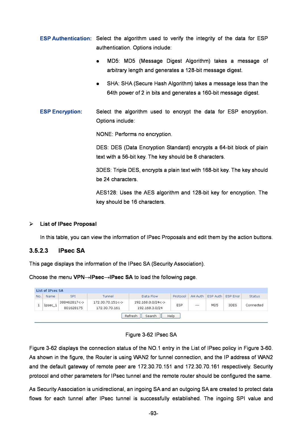 TP-Link TL-ER6020 manual IPsec SA,  List of IPsec Proposal 