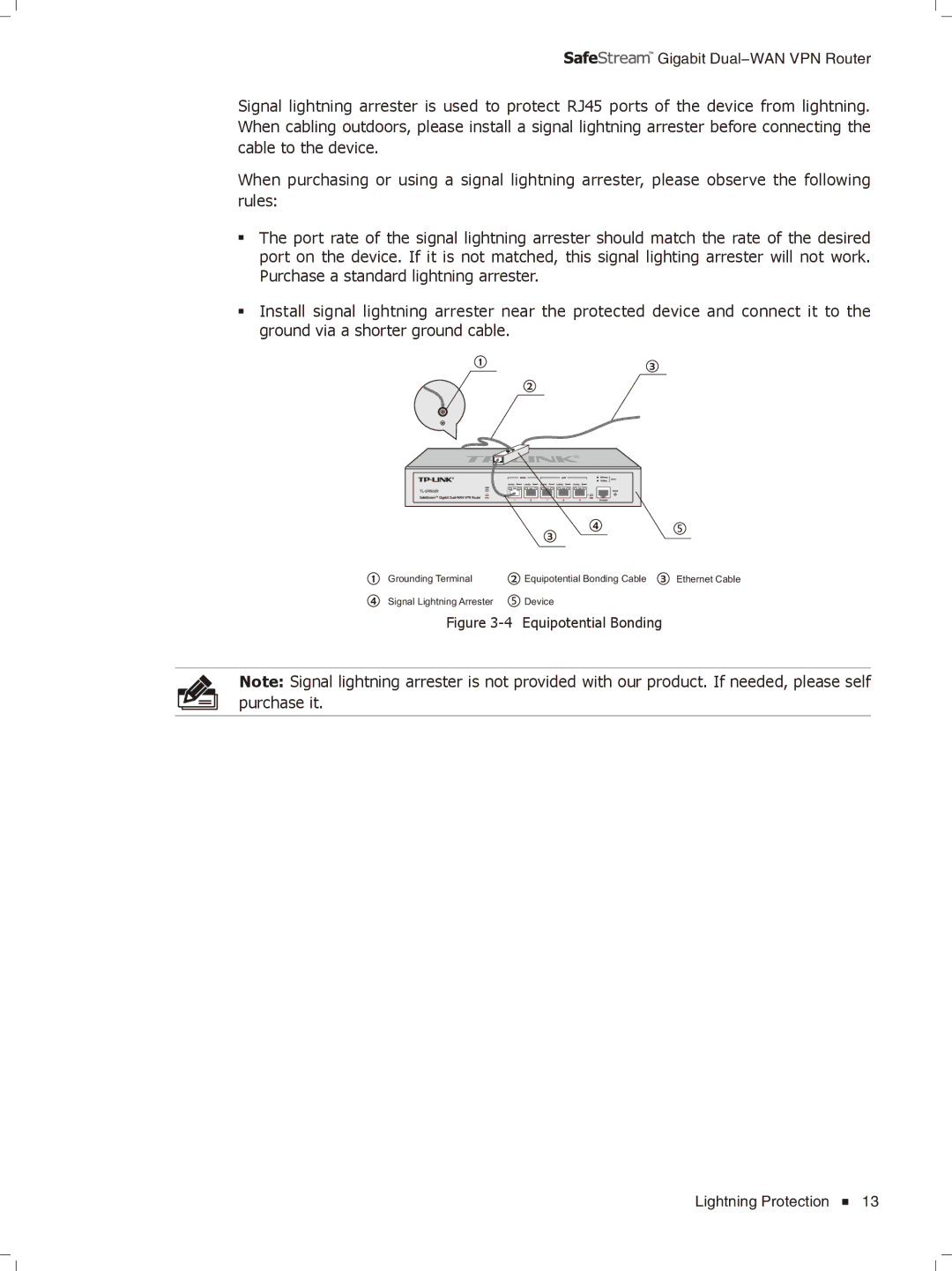 TP-Link TL-ER6020 manual Grounding Terminal Equipotential Bonding Cable 