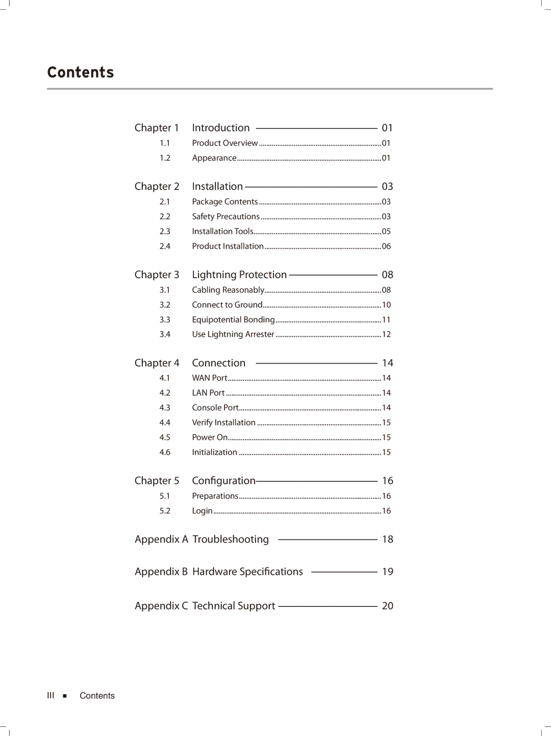 TP-Link TL-ER6020 manual Contents 