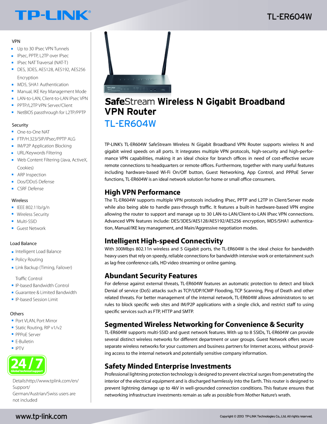 TP-Link TL-ER604W eless N Gigabit Broadband VPN Router, High VPN Performance, Intelligent High-speed Connectivity, Others 