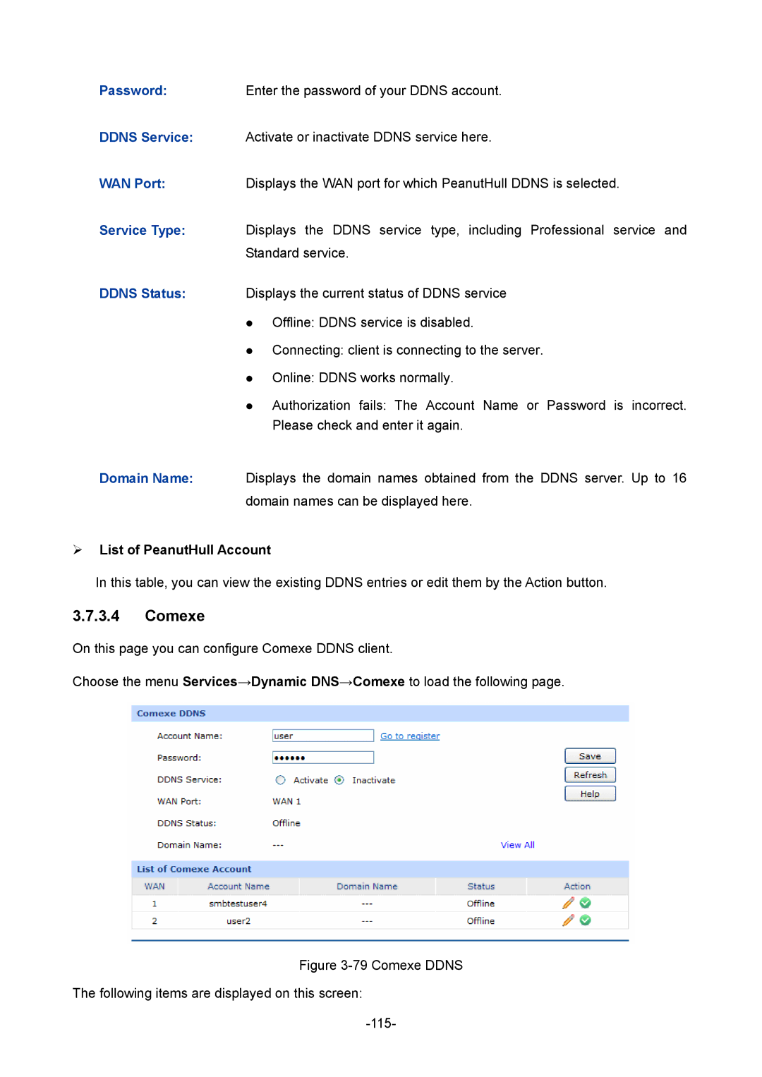 TP-Link TL-ER604W manual Comexe,  List of PeanutHull Account 