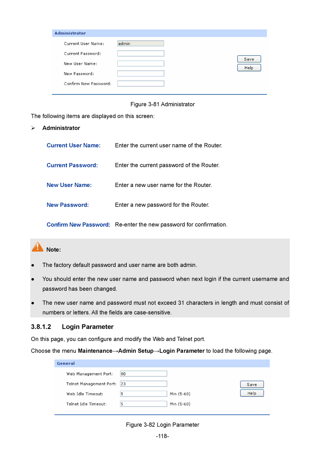 TP-Link TL-ER604W manual Login Parameter,  Administrator 