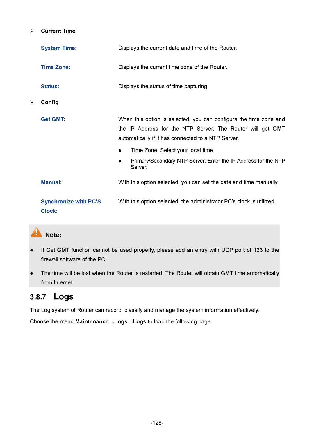 TP-Link TL-ER604W manual Logs 