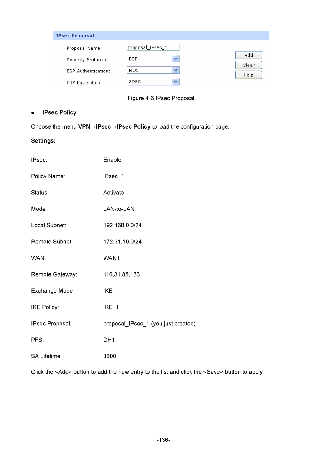 TP-Link TL-ER604W manual  IPsec Policy, PFS DH1 