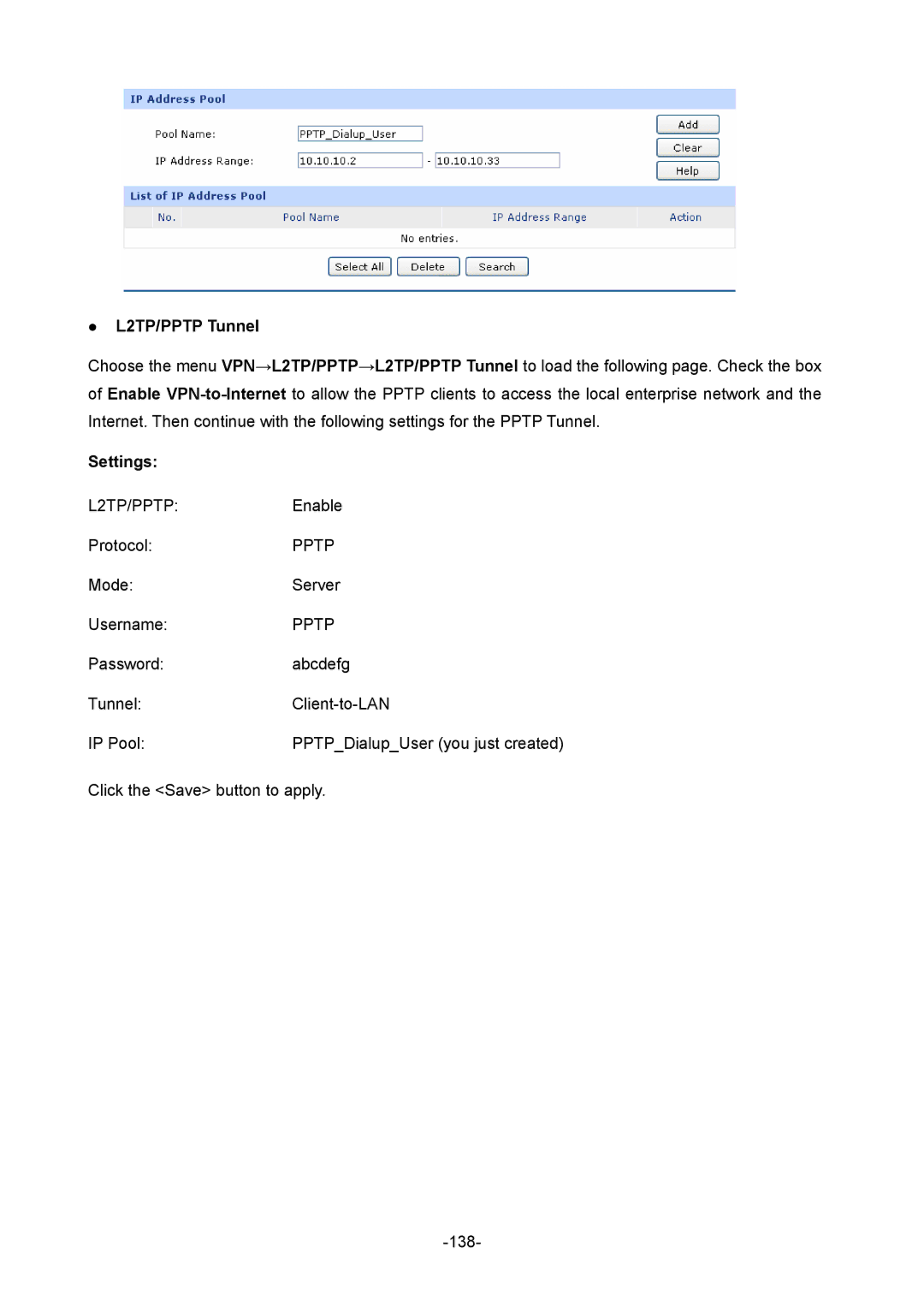 TP-Link TL-ER604W manual  L2TP/PPTP Tunnel 