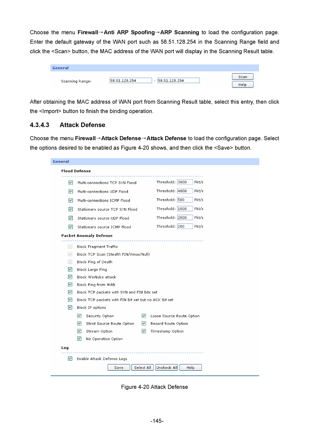 TP-Link TL-ER604W manual Attack Defense 145 