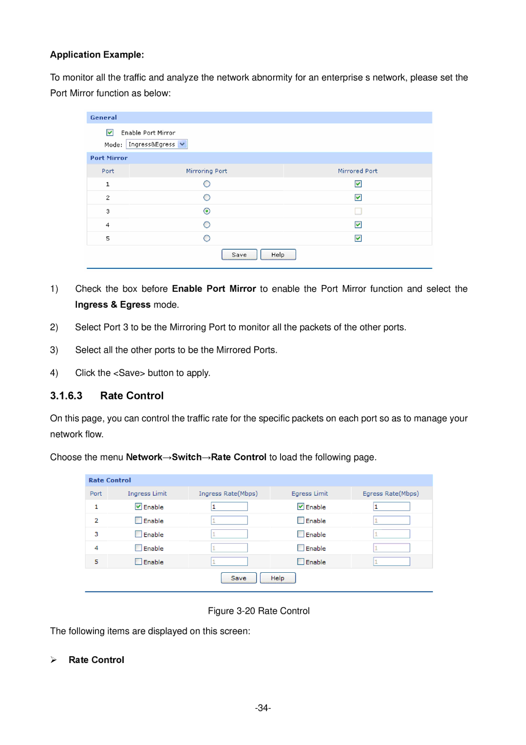 TP-Link TL-ER604W manual Application Example,  Rate Control 