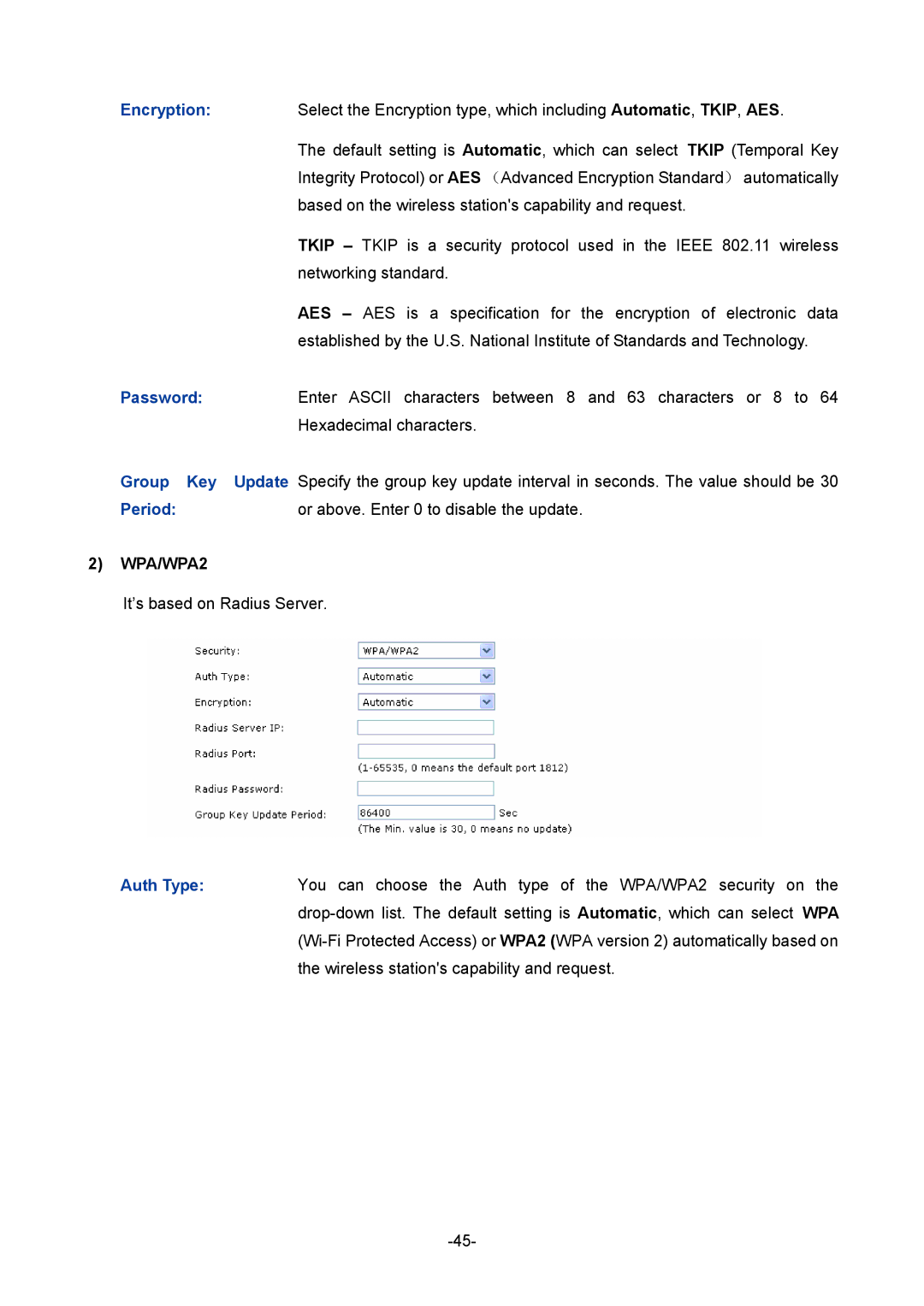 TP-Link TL-ER604W manual Encryption, Group Key 