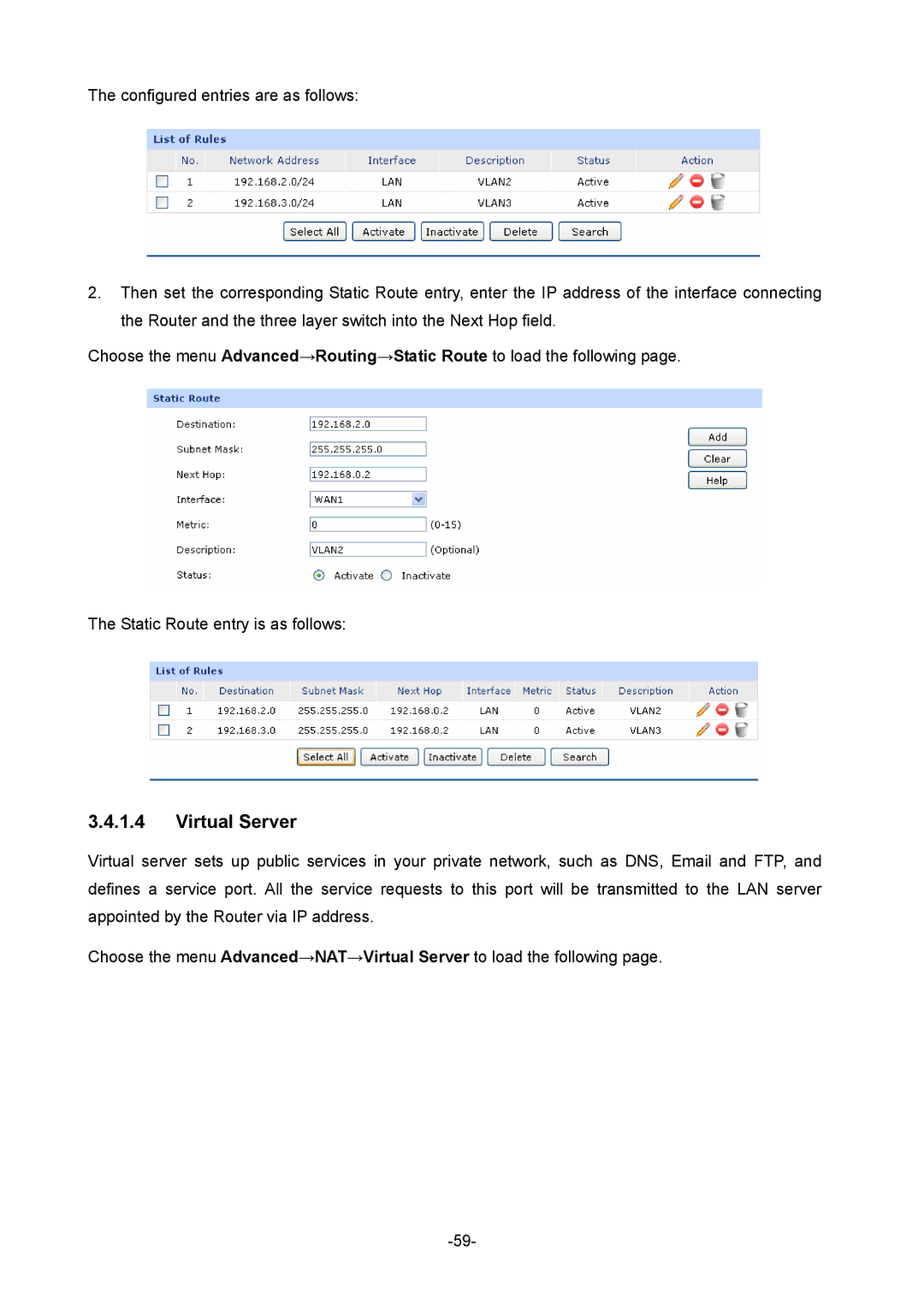 TP-Link TL-ER604W manual Virtual Server 