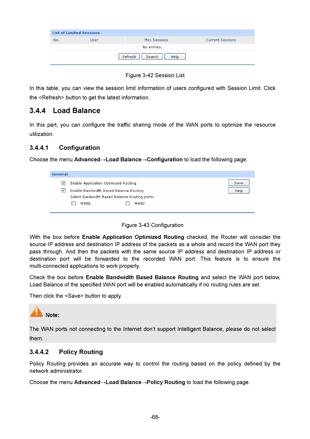 TP-Link TL-ER604W manual Load Balance, Configuration, Policy Routing 