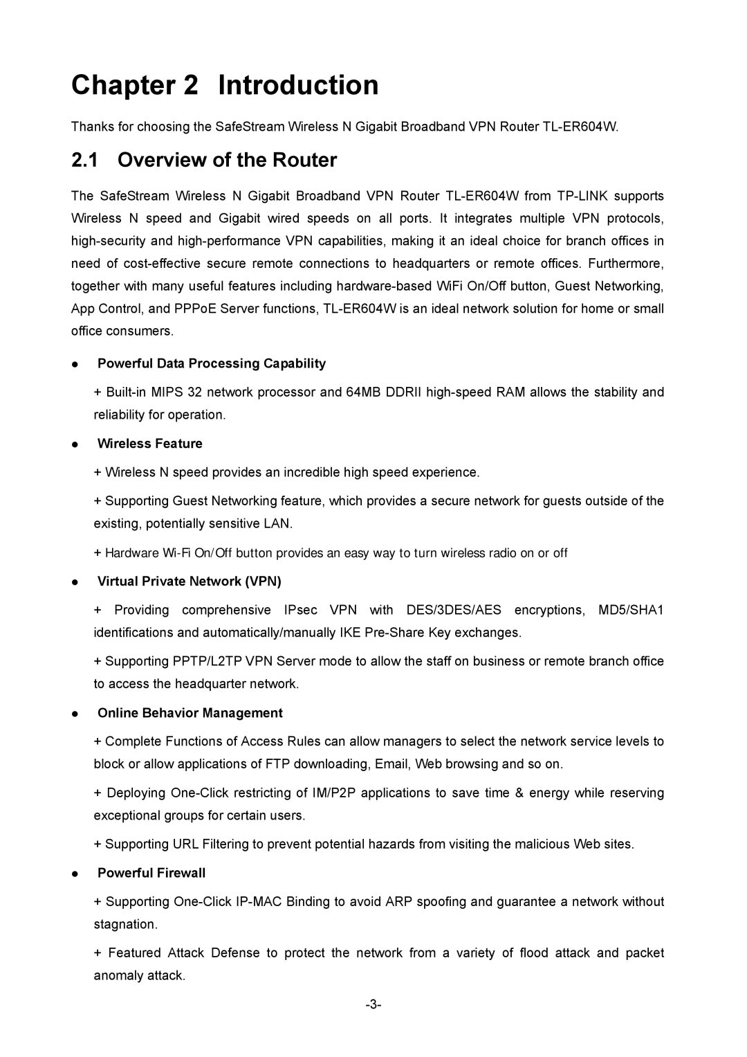 TP-Link TL-ER604W manual Overview of the Router 