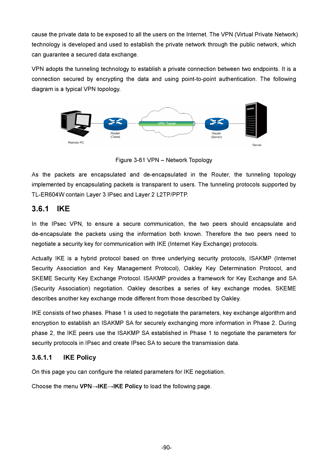 TP-Link TL-ER604W manual 1 IKE, IKE Policy 