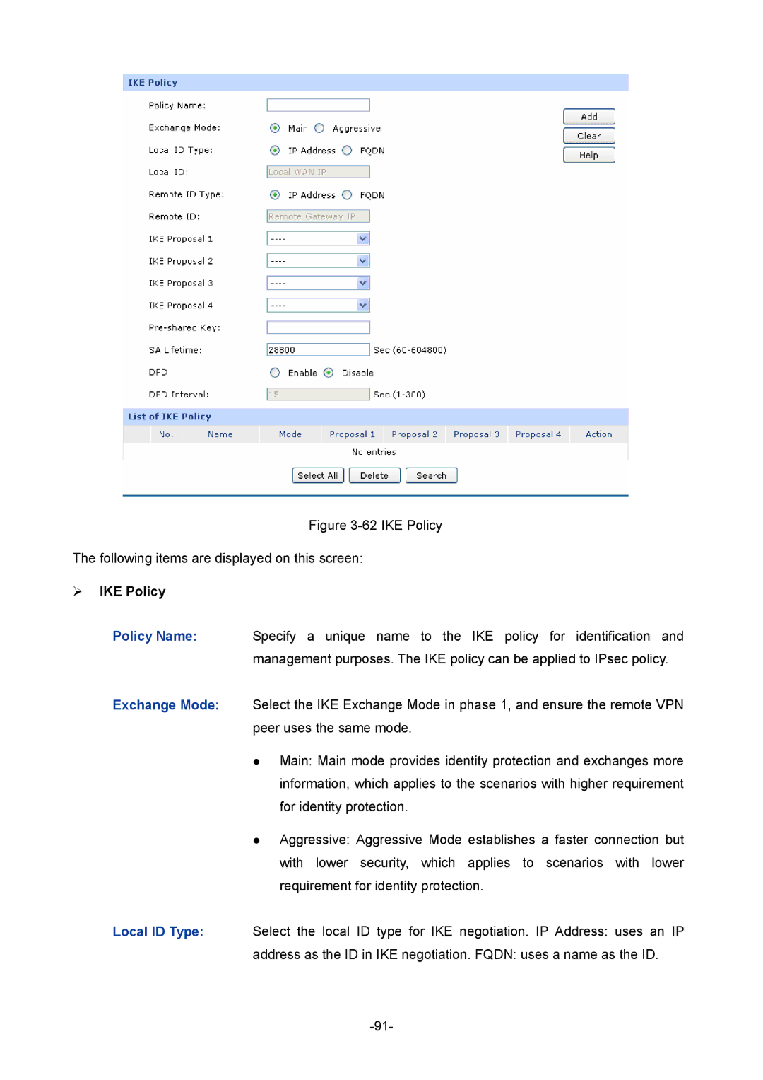 TP-Link TL-ER604W manual IKE Policy Following items are displayed on this screen,  IKE Policy 