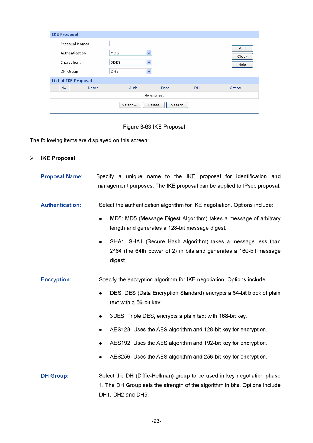 TP-Link TL-ER604W manual IKE Proposal Following items are displayed on this screen,  IKE Proposal 