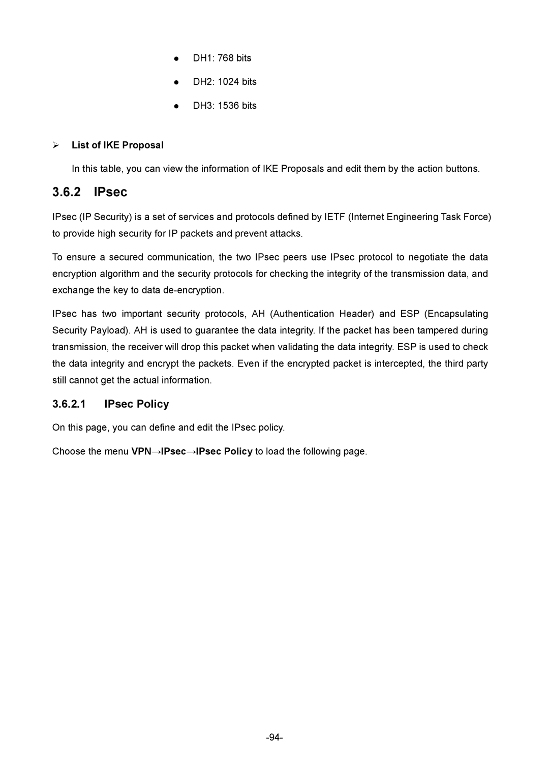 TP-Link TL-ER604W manual IPsec Policy,  List of IKE Proposal 