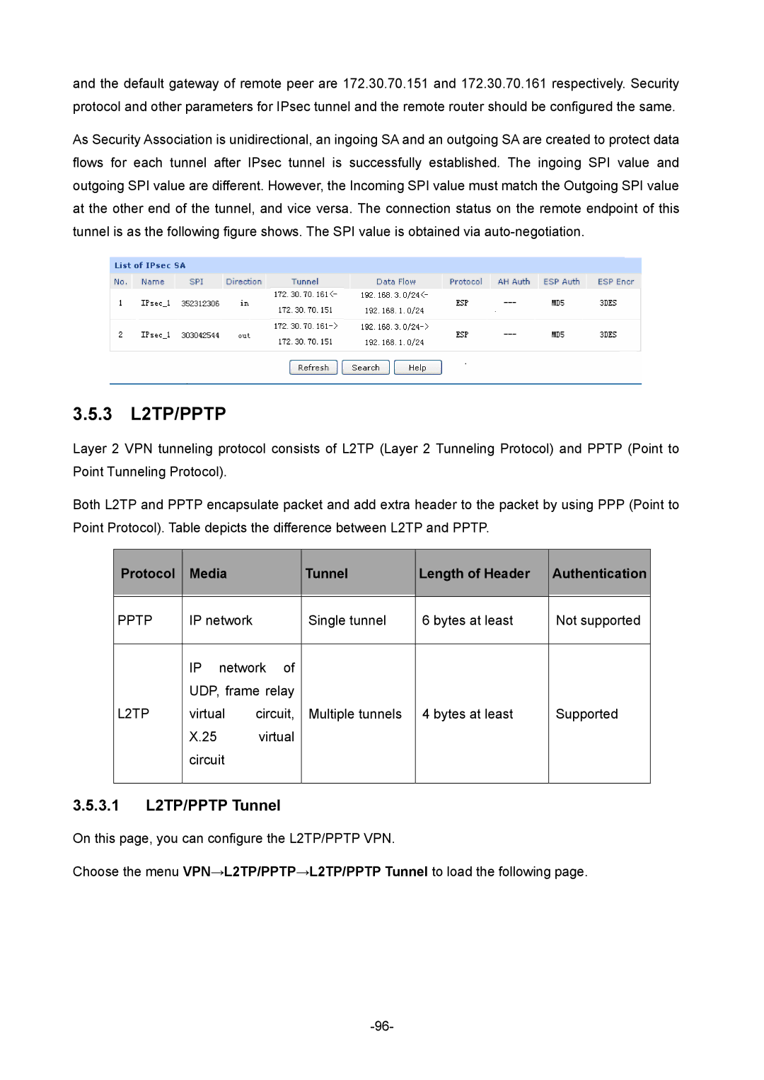 TP-Link TL-ER6120 manual 3 L2TP/PPTP, 3.1 L2TP/PPTP Tunnel, Protocol Media Tunnel Length of Header Authentication 