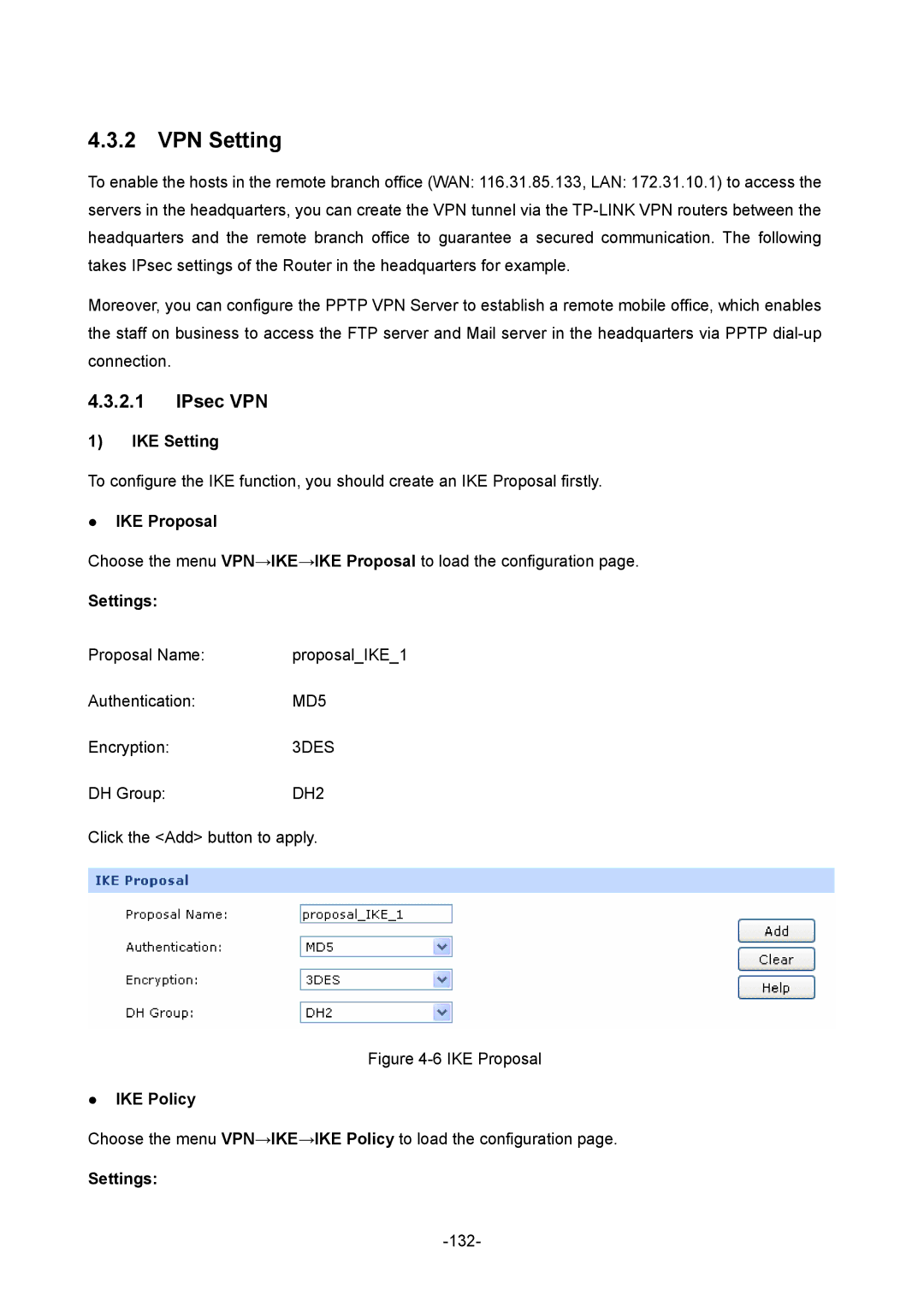 TP-Link TL-ER6120 manual VPN Setting, IPsec VPN 