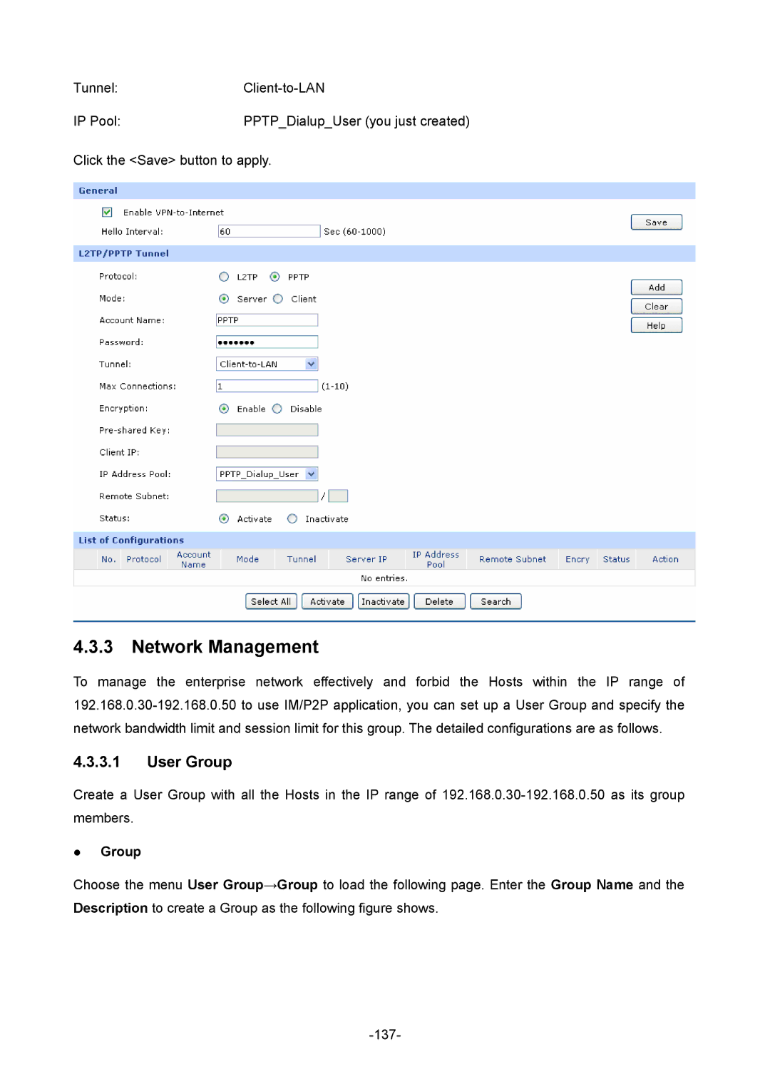 TP-Link TL-ER6120 manual Network Management, User Group 