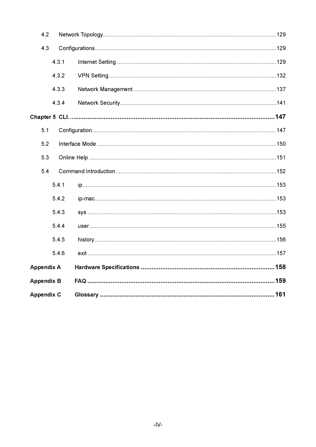 TP-Link TL-ER6120 manual Hardware Specifications 158, 159, Glossary 161 