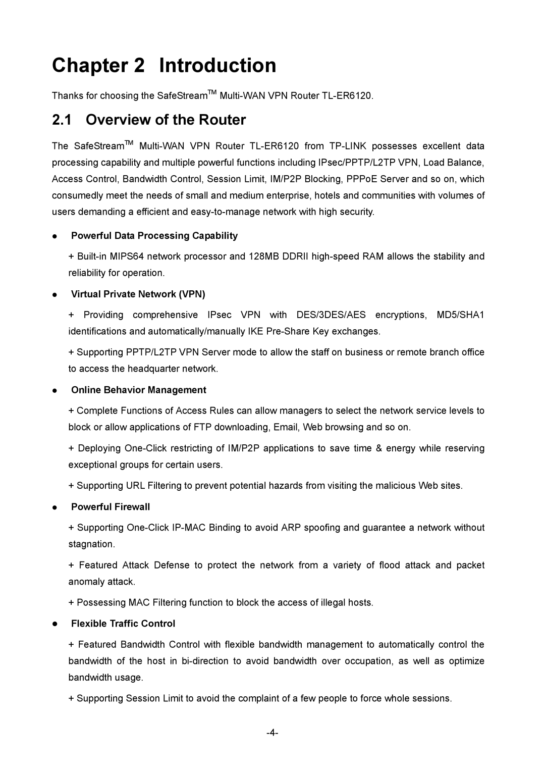 TP-Link TL-ER6120 manual Overview of the Router 