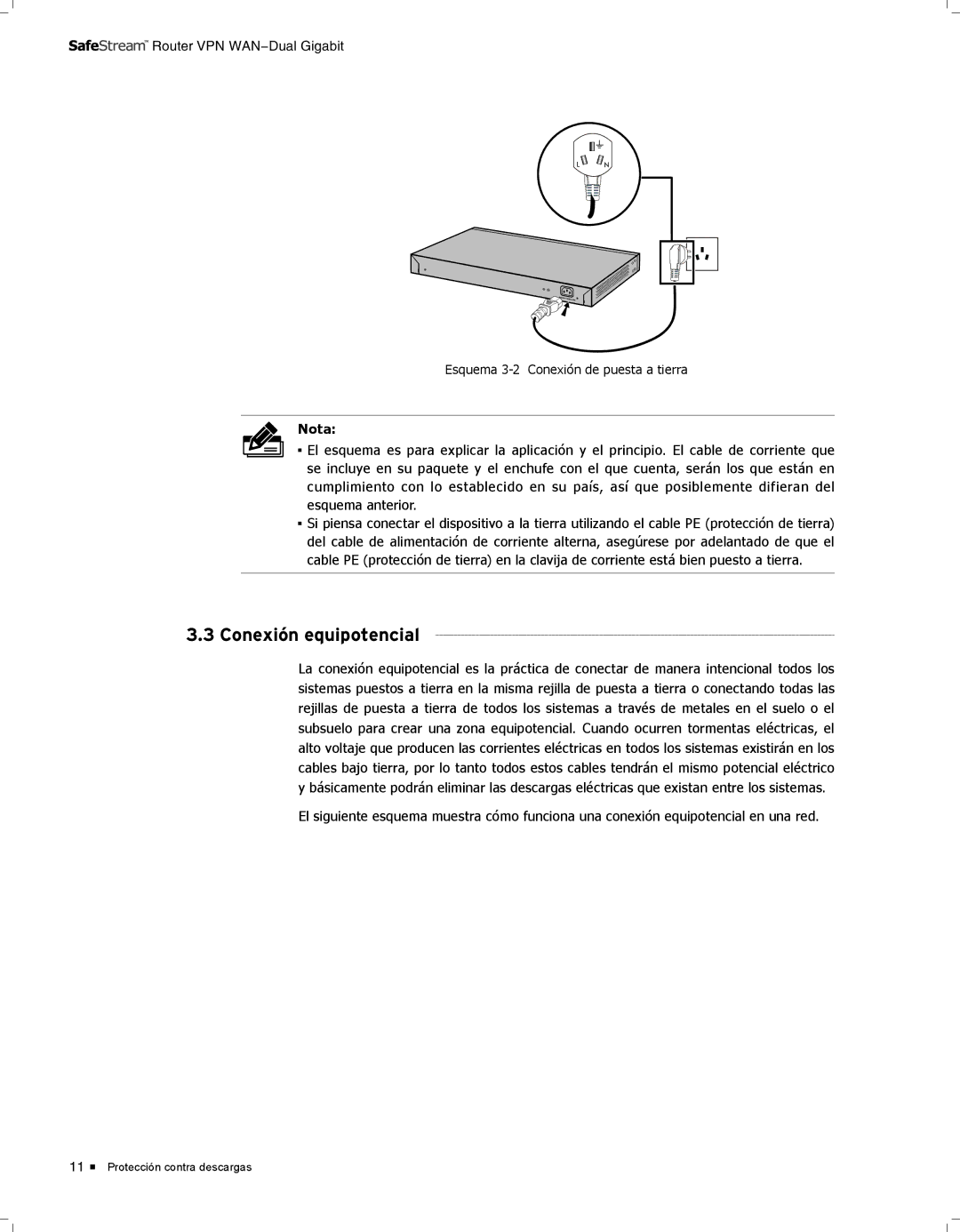 TP-Link TL-ER6120 manual 3333Conexión equipotencial, Nota 