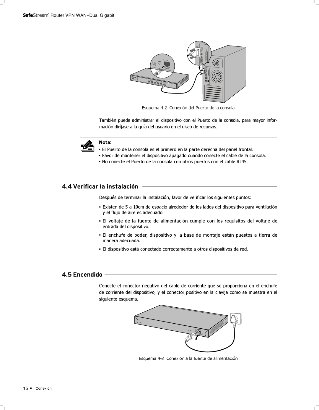 TP-Link TL-ER6120 manual 4444Verificar la instalación, 4444Encendido 