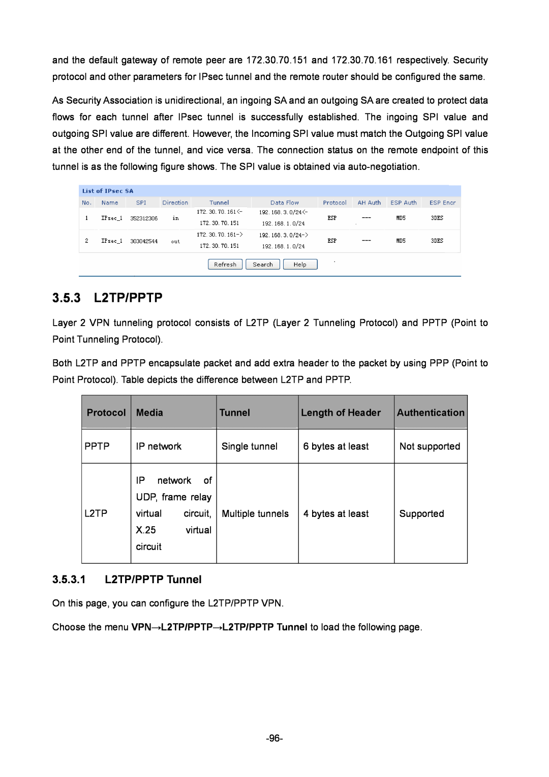 TP-Link TL-ER6120 manual 3.5.3 L2TP/PPTP, 3.5.3.1 L2TP/PPTP Tunnel, Protocol, Media, Length of Header, Authentication 