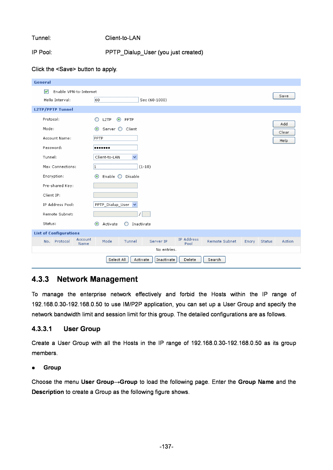 TP-Link TL-ER6120 manual Network Management, User Group, z Group 