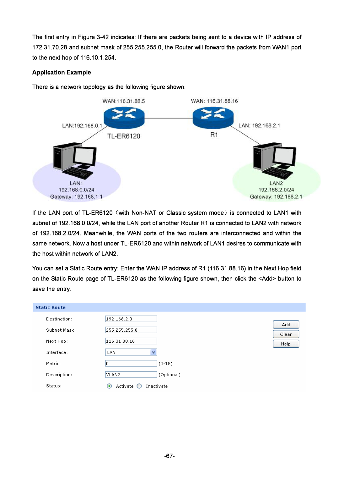 TP-Link TL-ER6120 manual Application Example, There is a network topology as the following figure shown 