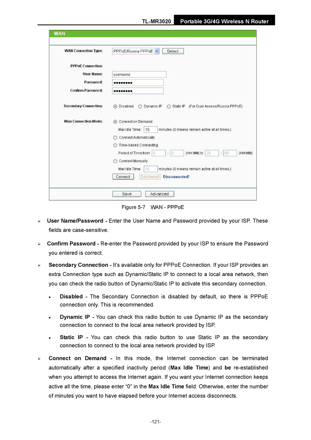 TP-Link TL-MR3020 manual WAN PPPoE 