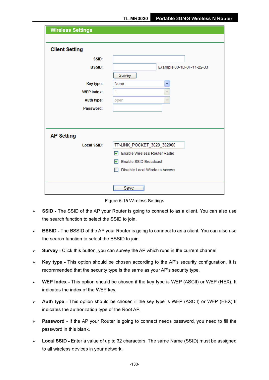 TP-Link TL-MR3020 manual Wireless Settings 