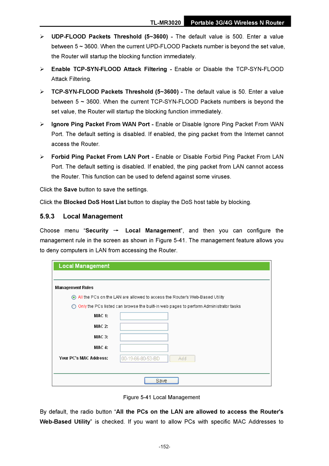 TP-Link TL-MR3020 manual Local Management 