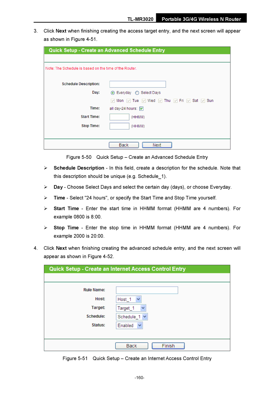 TP-Link TL-MR3020 manual Quick Setup Create an Internet Access Control Entry 