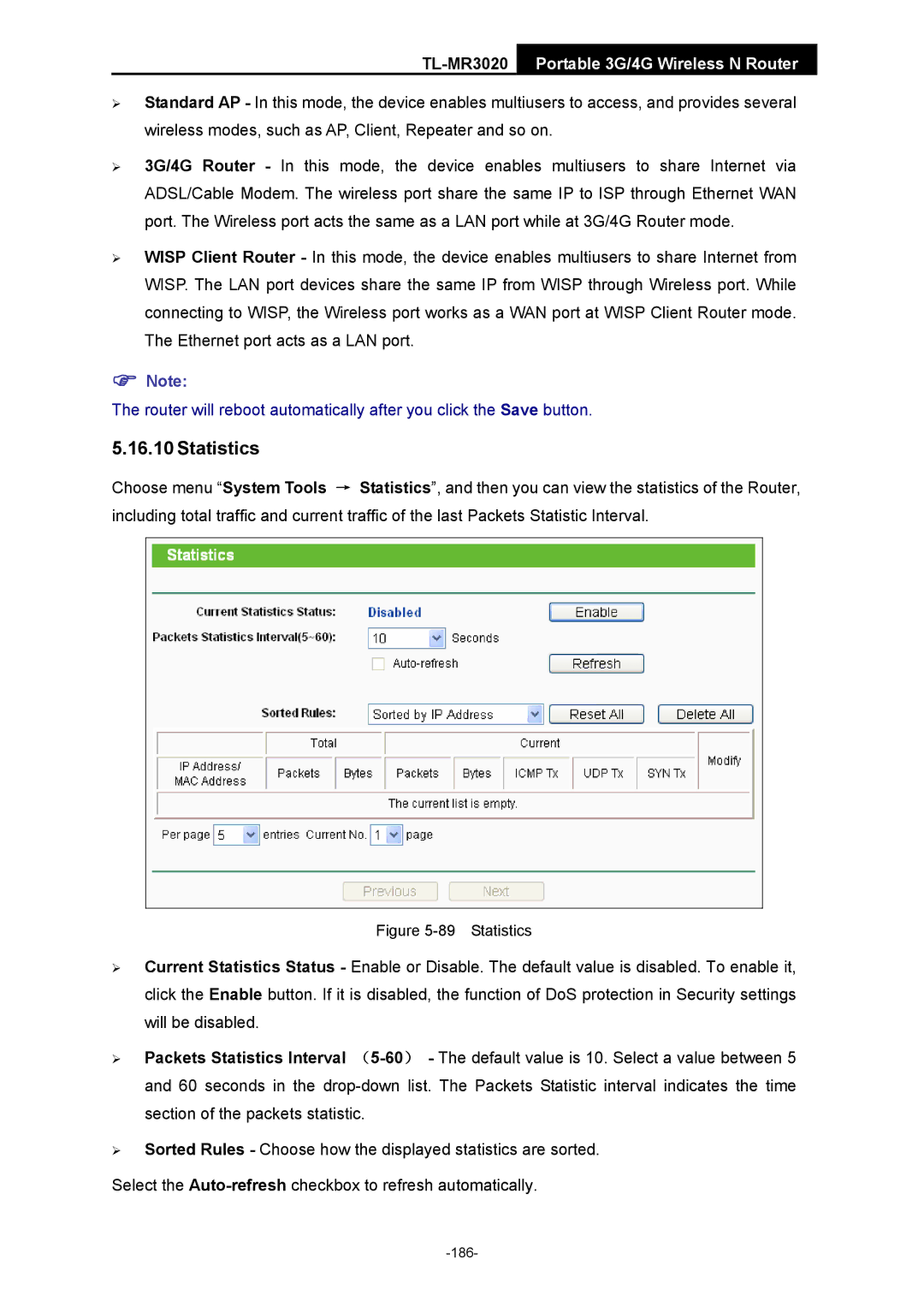 TP-Link TL-MR3020 manual Statistics 