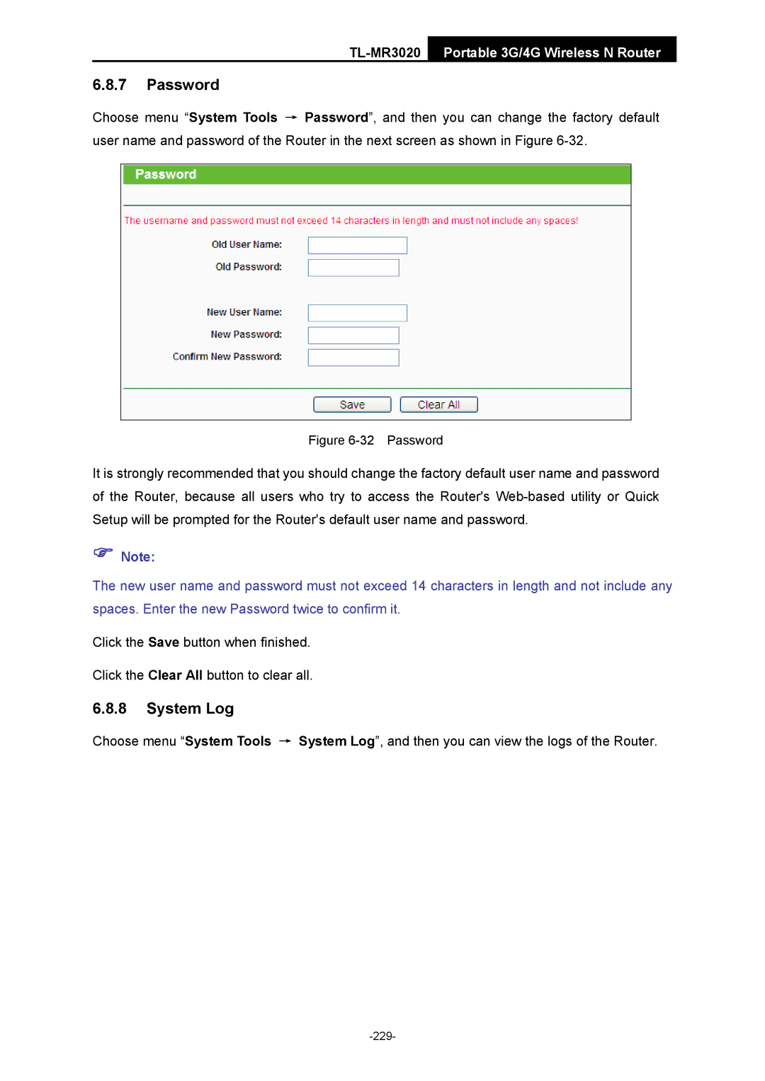 TP-Link TL-MR3020 manual Password 