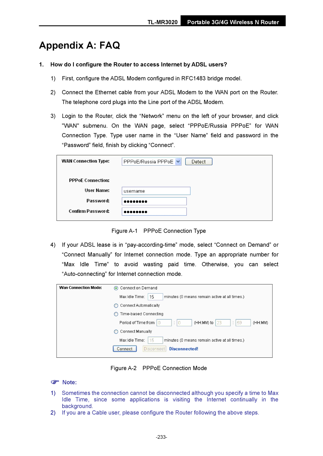 TP-Link TL-MR3020 manual Appendix a FAQ 