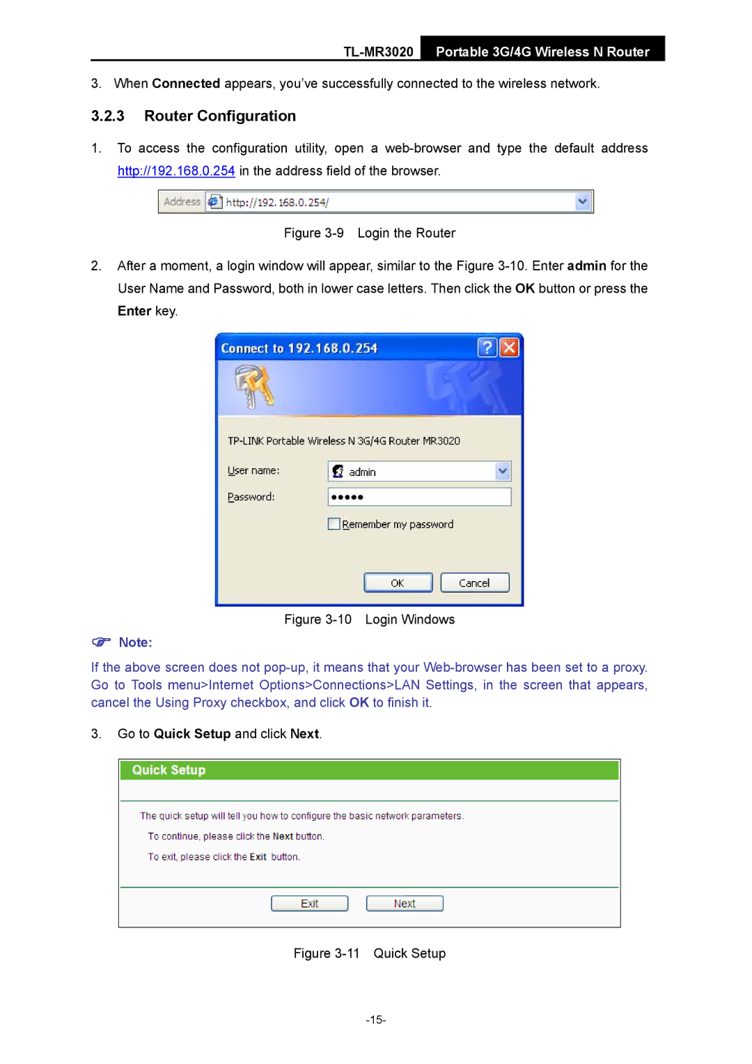 TP-Link TL-MR3020 manual Login Windows 