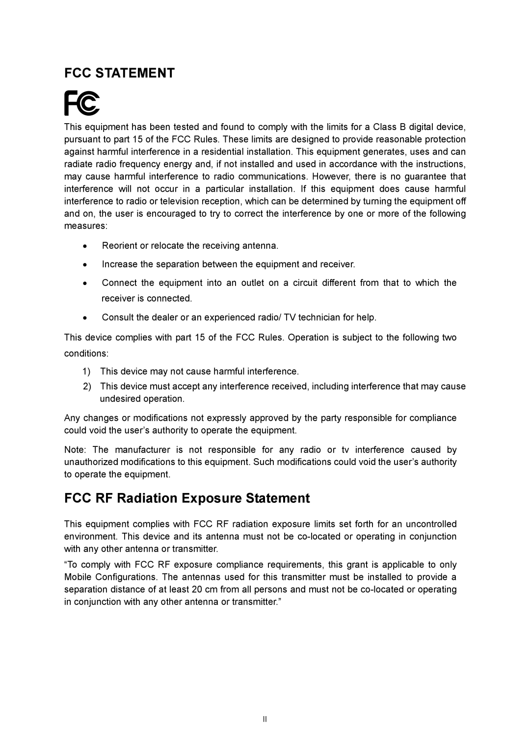 TP-Link TL-MR3020 manual FCC Statement 