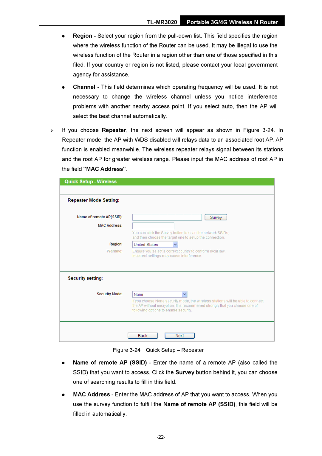 TP-Link TL-MR3020 manual Quick Setup Repeater 