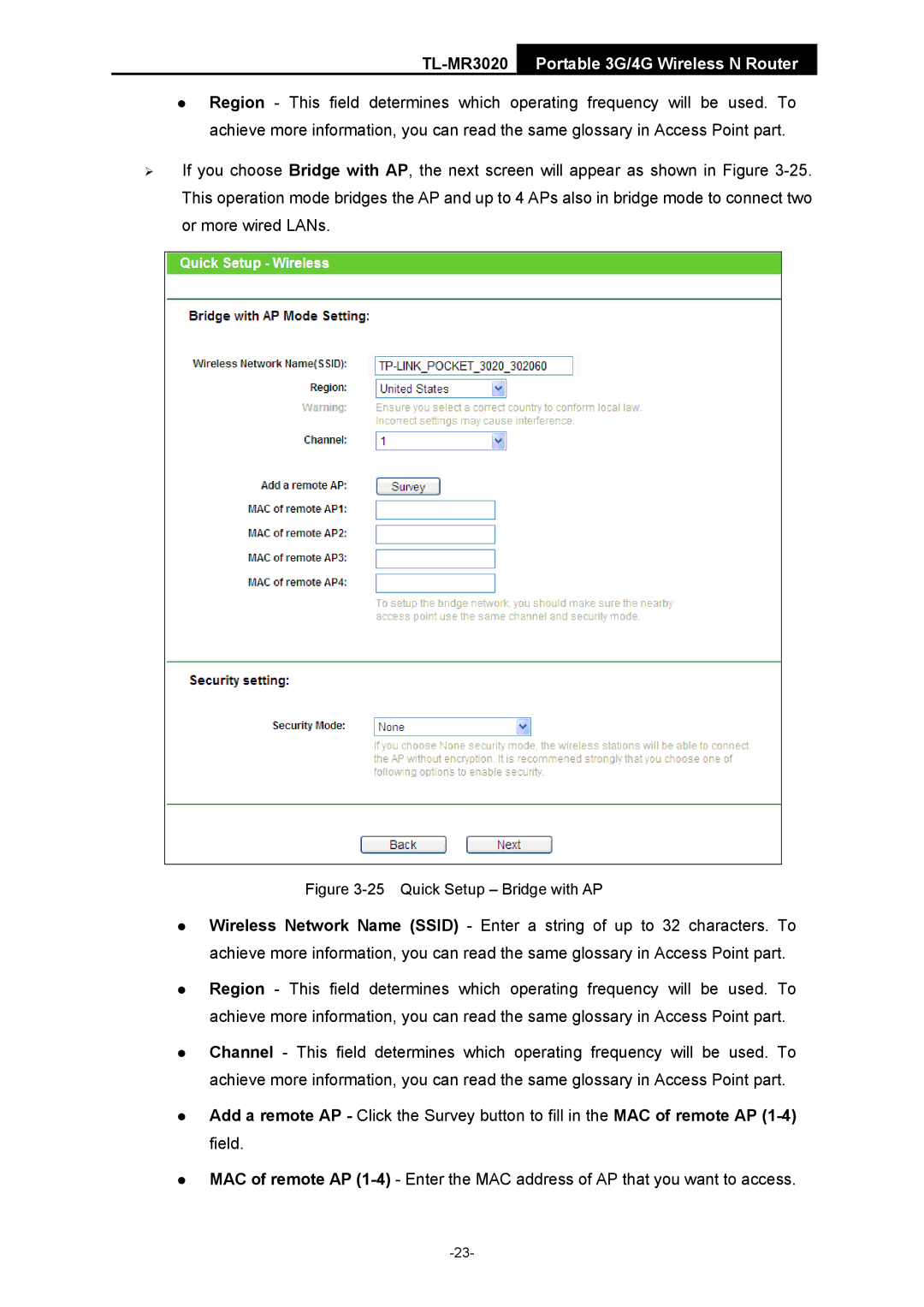 TP-Link TL-MR3020 manual Quick Setup Bridge with AP 