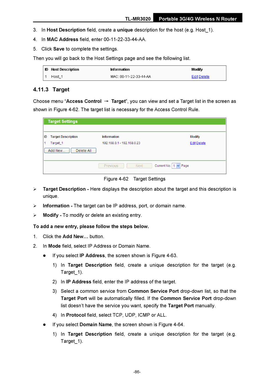 TP-Link TL-MR3020 manual Target 