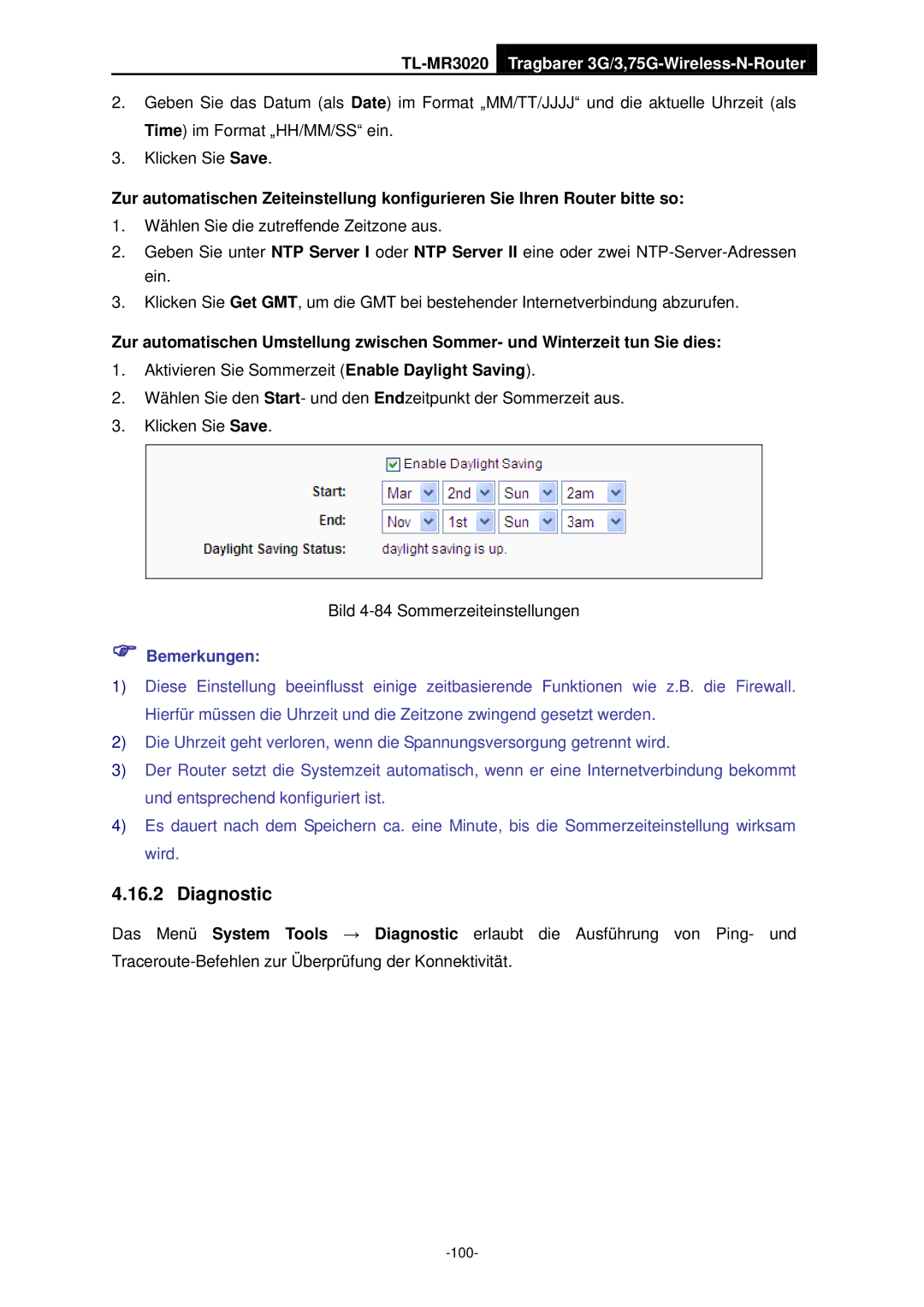 TP-Link TL-MR3020 manual Diagnostic 