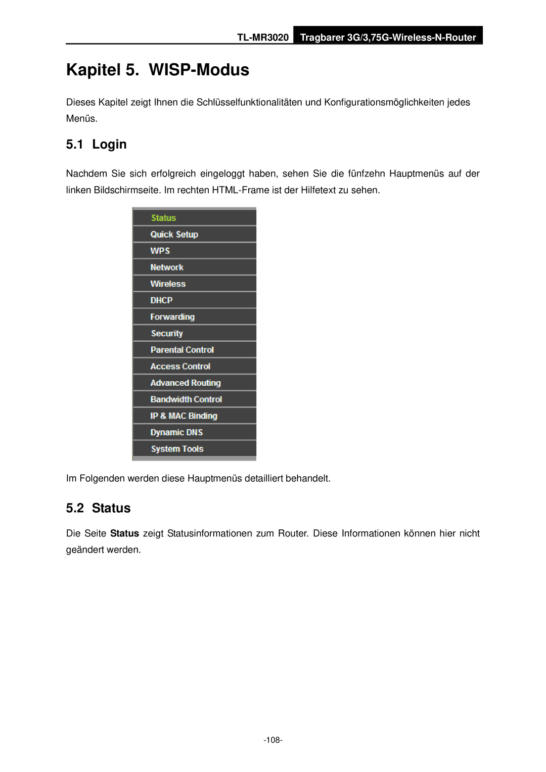 TP-Link TL-MR3020 manual Kapitel 5. WISP-Modus 