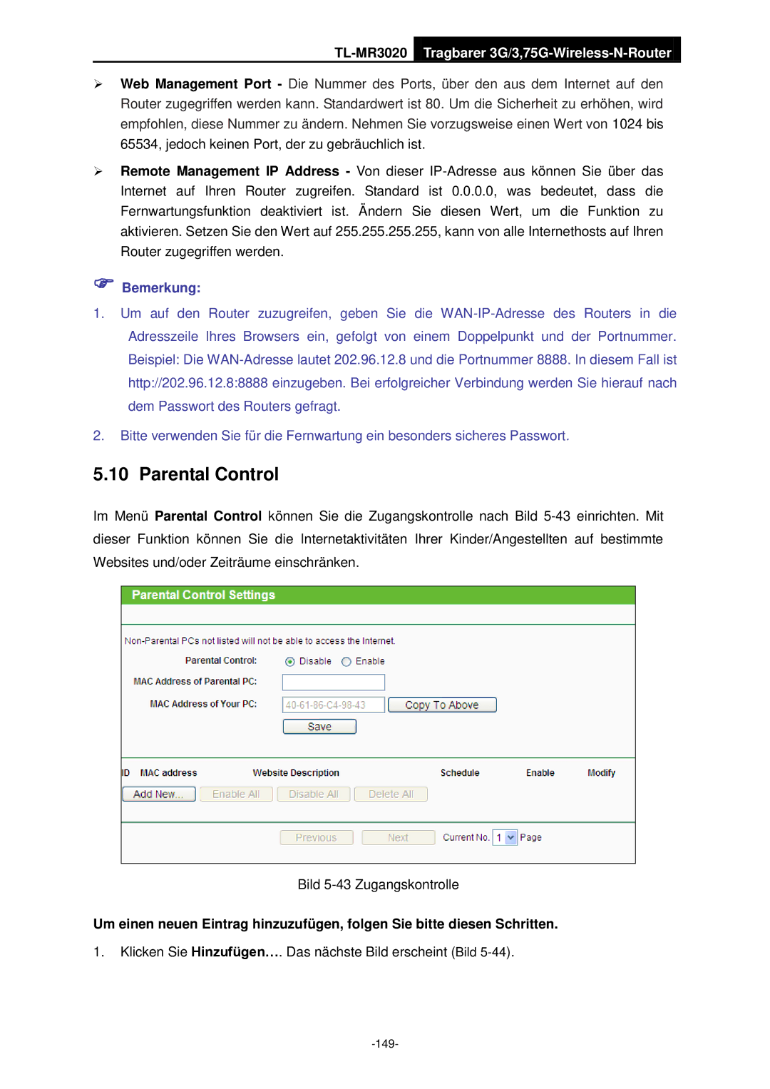 TP-Link TL-MR3020 manual Klicken Sie Hinzufügen…. Das nächste Bild erscheint Bild 