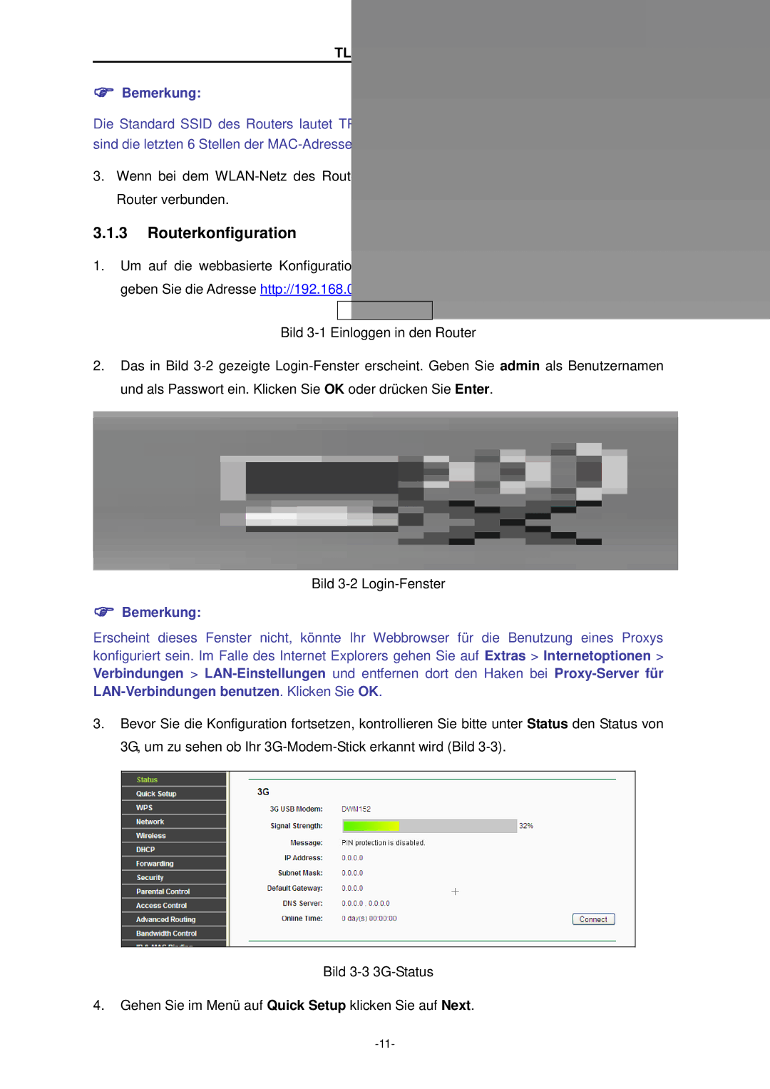 TP-Link TL-MR3020 manual Routerkonfiguration 