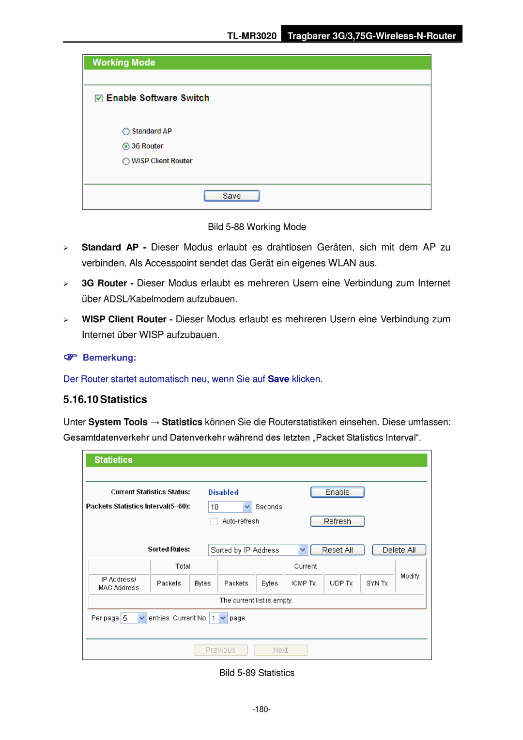 TP-Link TL-MR3020 manual Bild 5-88 Working Mode 