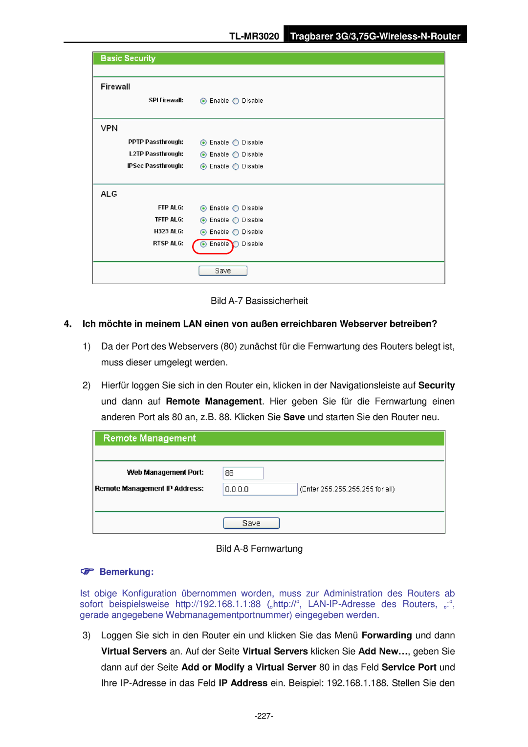 TP-Link TL-MR3020 manual Bild A-7 Basissicherheit 