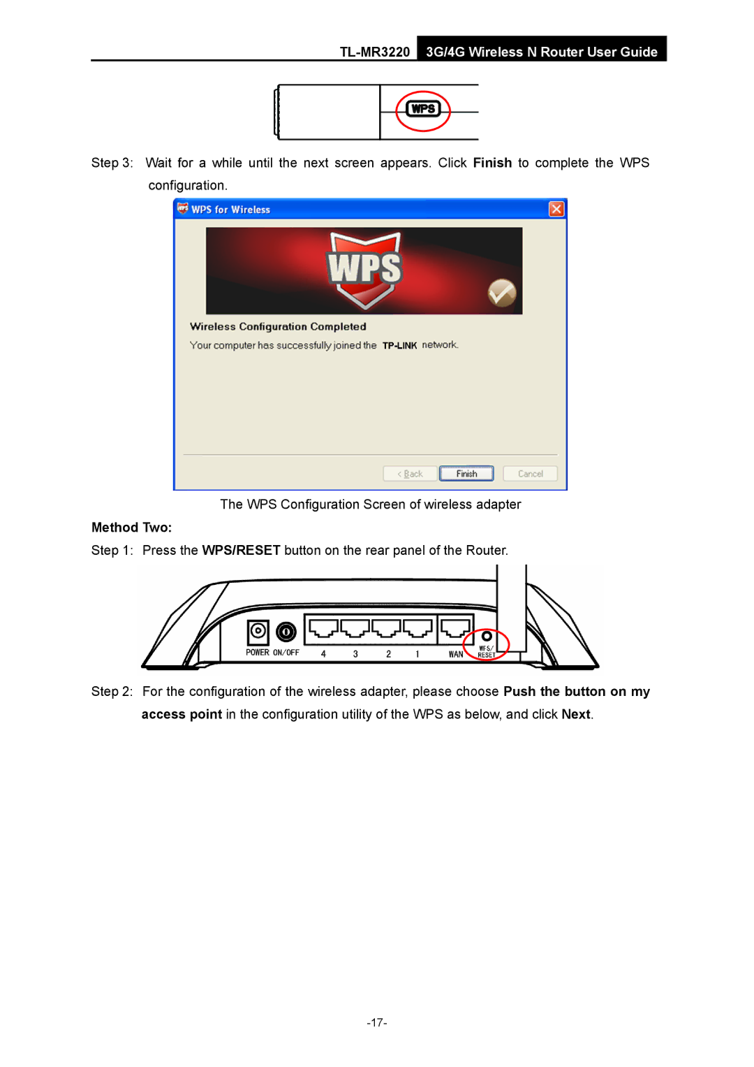 TP-Link TL-MR3220 manual Method Two 