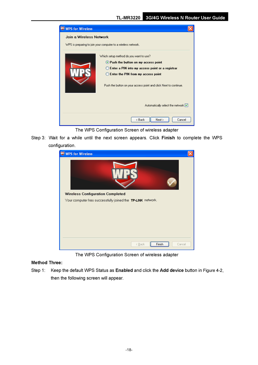 TP-Link TL-MR3220 manual Method Three 