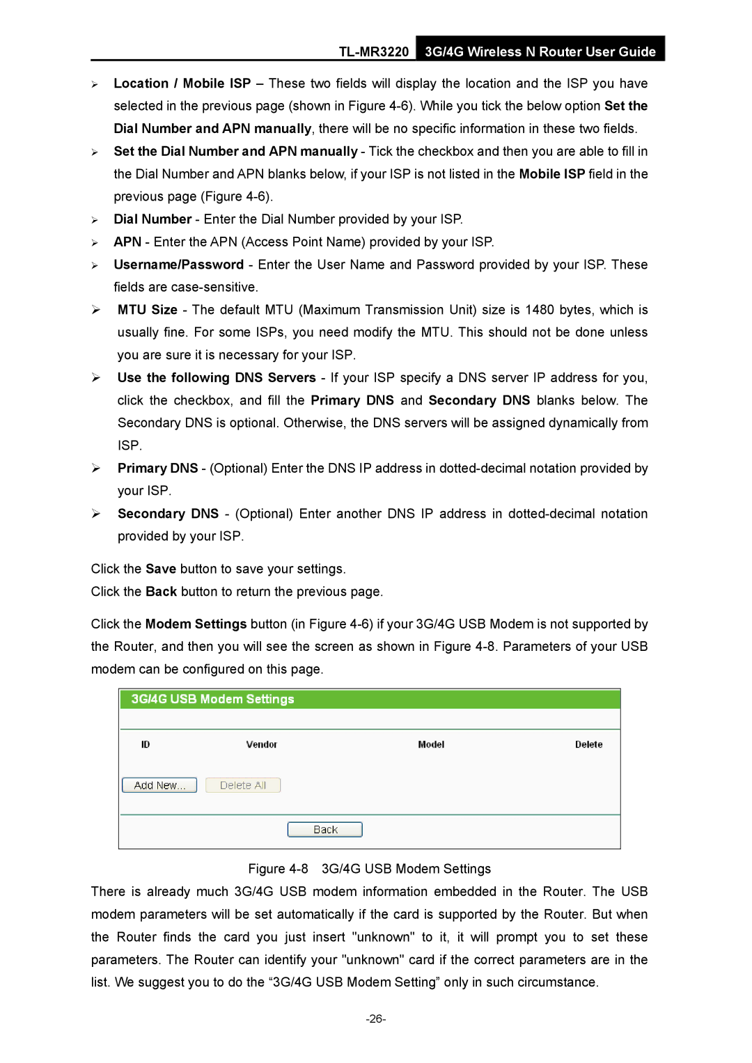 TP-Link manual TL-MR32203G/4G Wireless N Router User Guide 